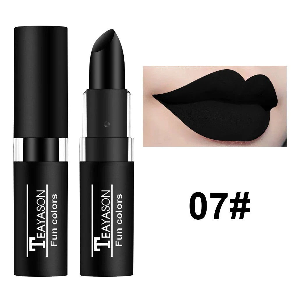 12-Color Matte Waterproof Long Lasting Lipstick Set - Black Blue Purple Green