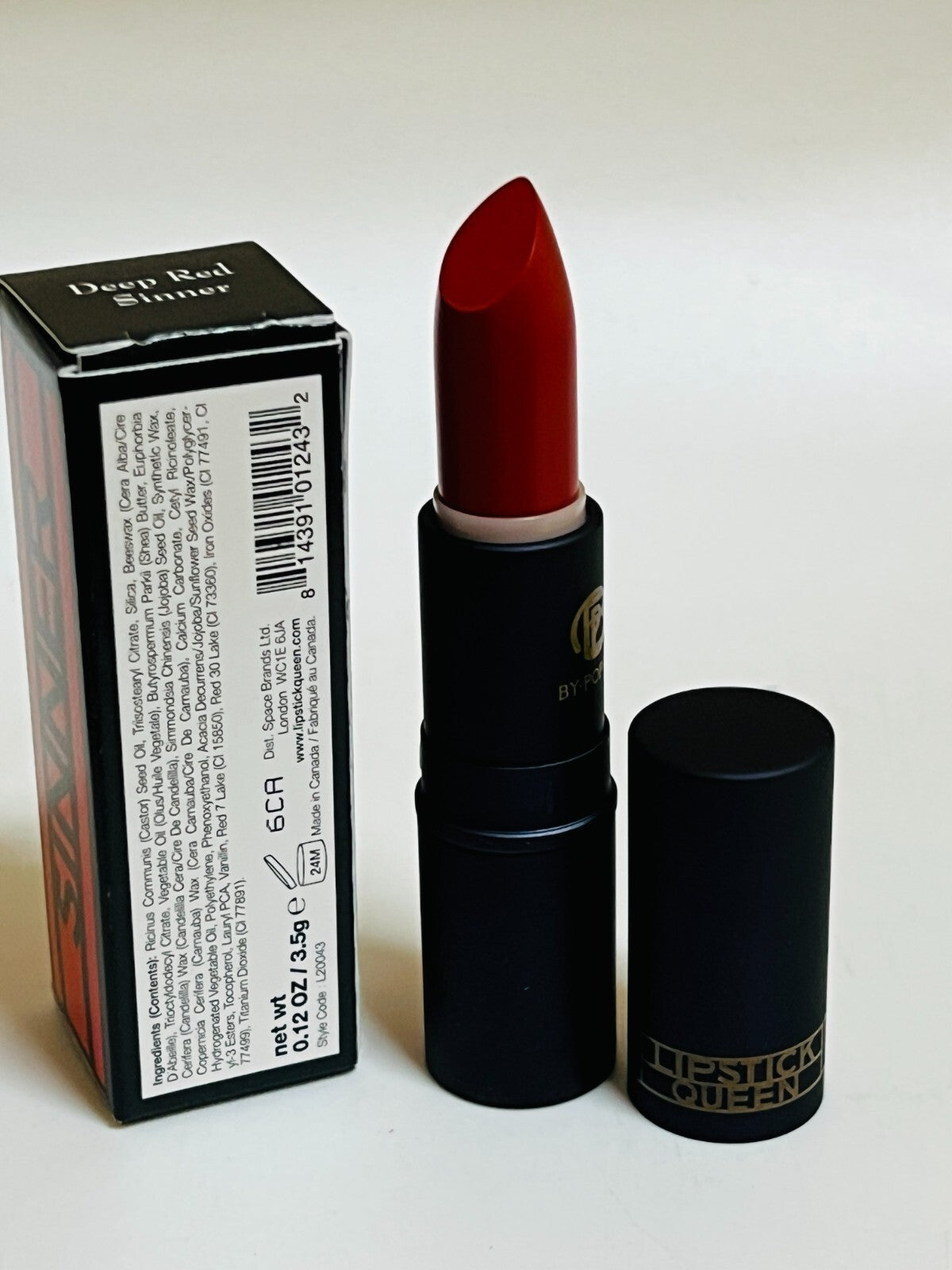 Lipstick Queen Sinner Lipstick Deep Red Shade - 0.12 oz / 3.5 g - NIB