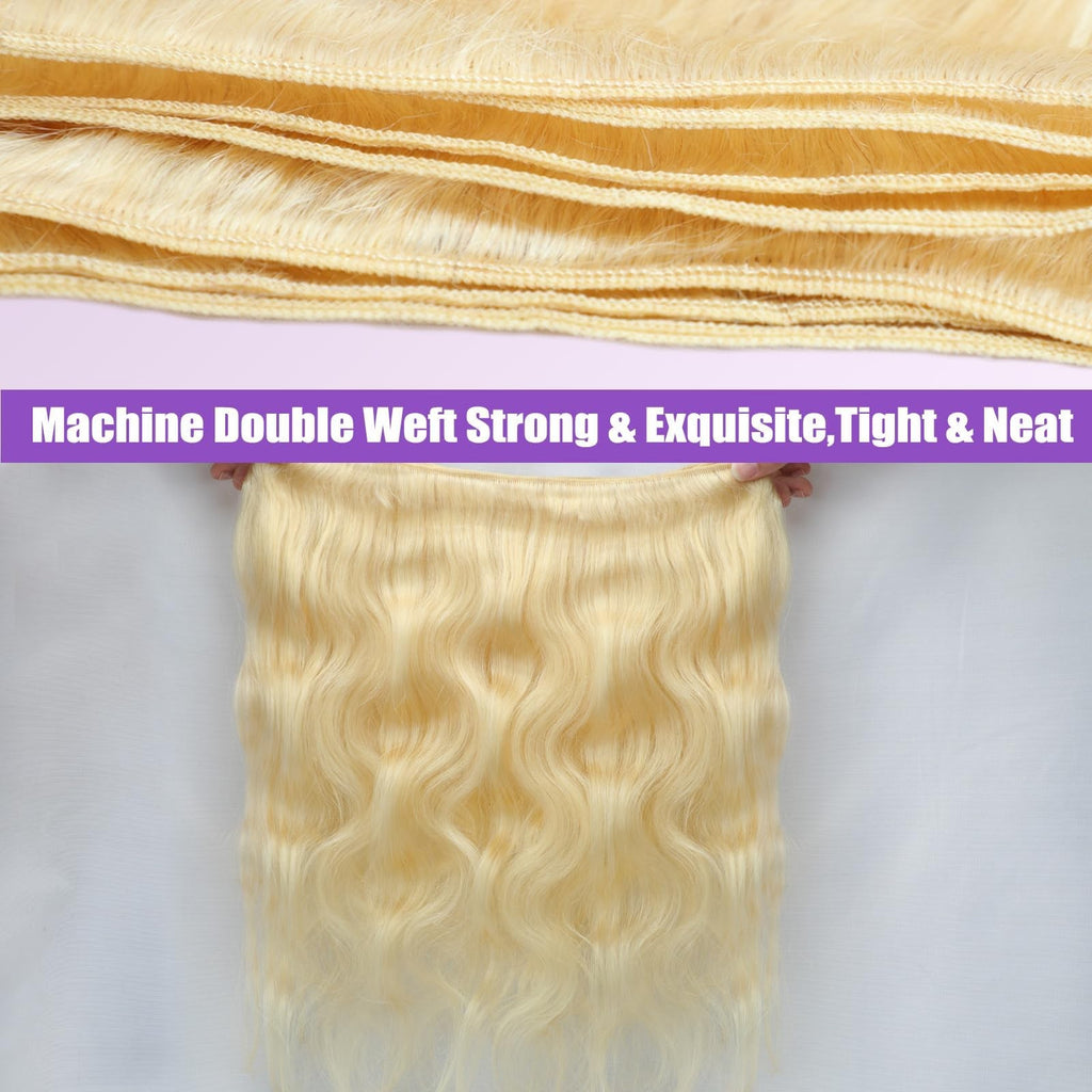 Blonde Brazilian Virgin Hair Bundle 18 Inch Double Weft 613 Color