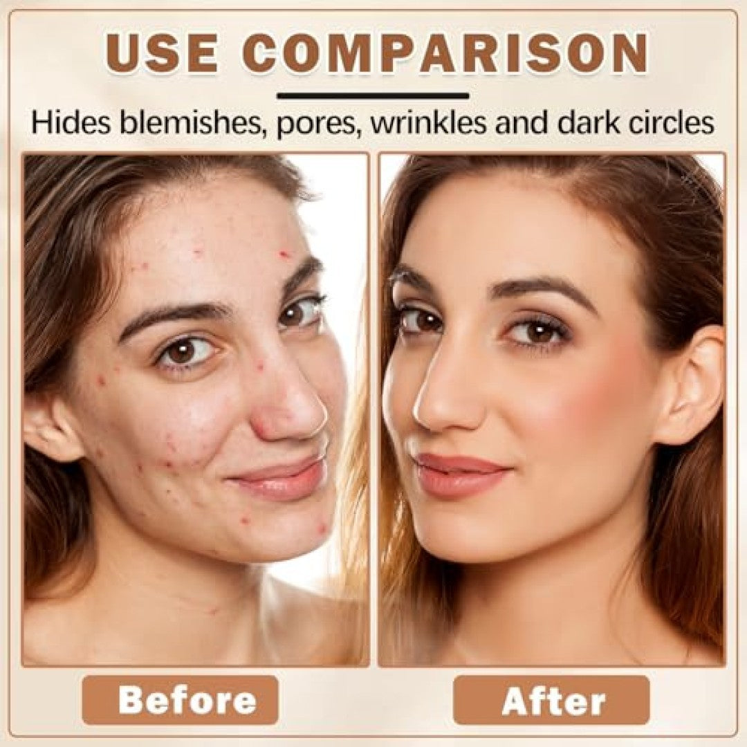 Full Coverage Airbrush Foundation Spray with Brush - Matte Finish, All Skin Tones