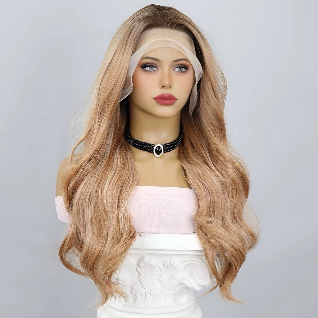 Golden Wave Warm Blonde Wavy 26-Inch Lace Front Wig High Heat Resistant