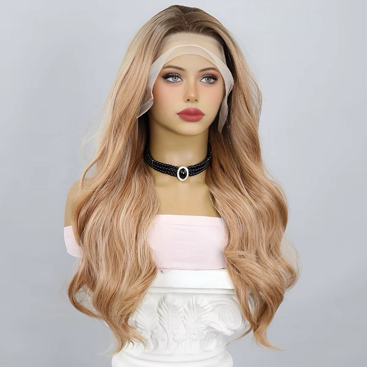 Golden Wave Warm Blonde Wavy 26-Inch Lace Front Wig High Heat Resistant