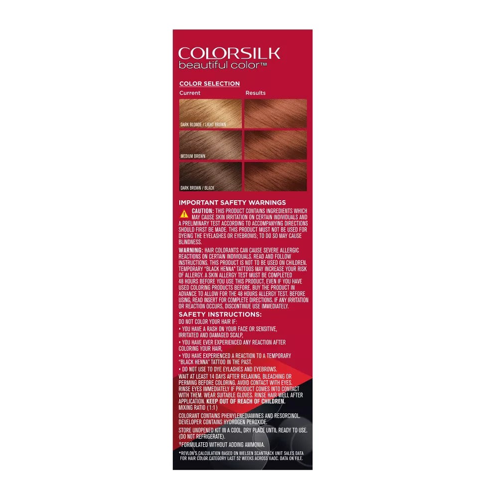 Revlon ColorSilk Hair Color Kit - 42 Medium Auburn, Pack of 6