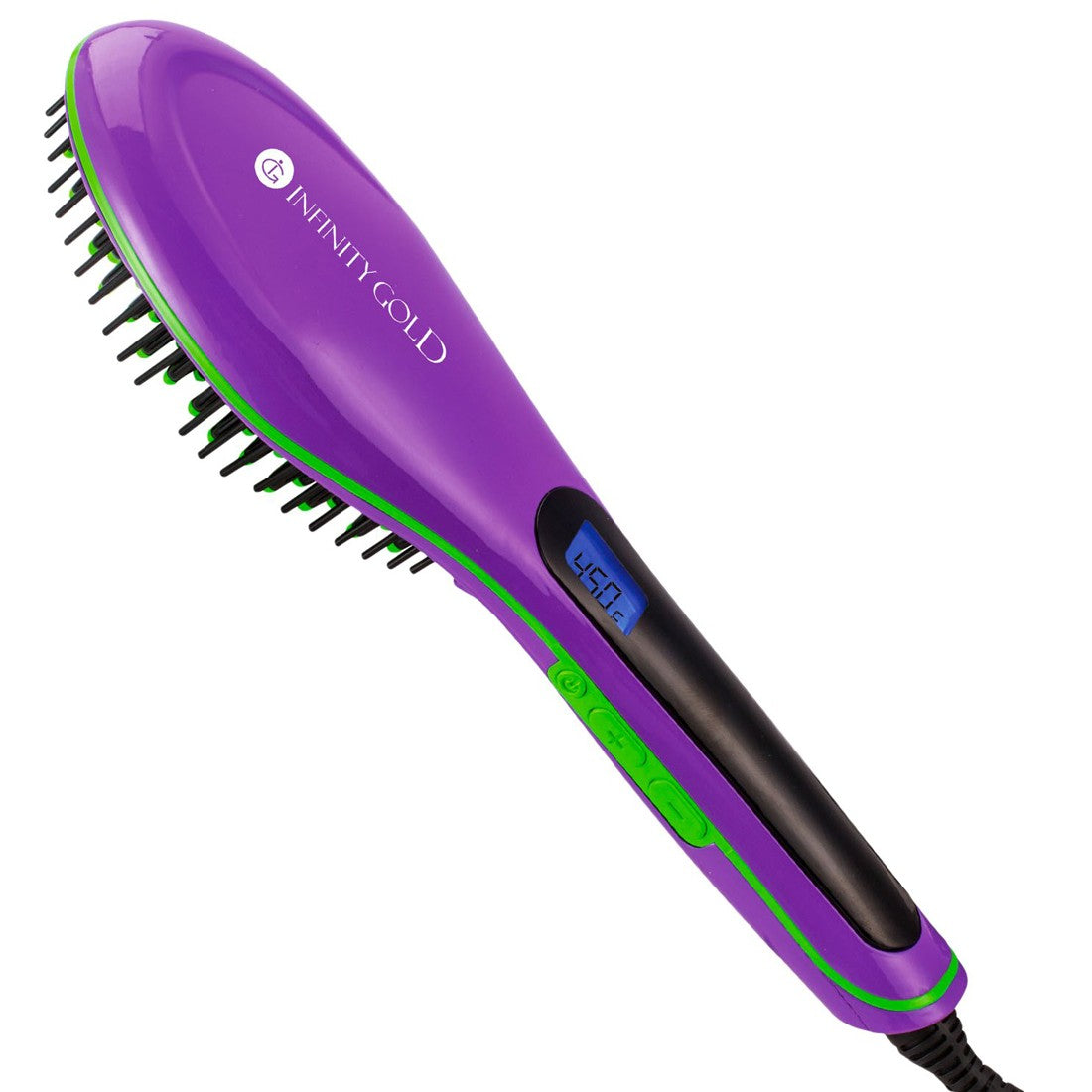 Ceramic Infrared LED Hair Straightening Brush 75W Purple Infinity Gold