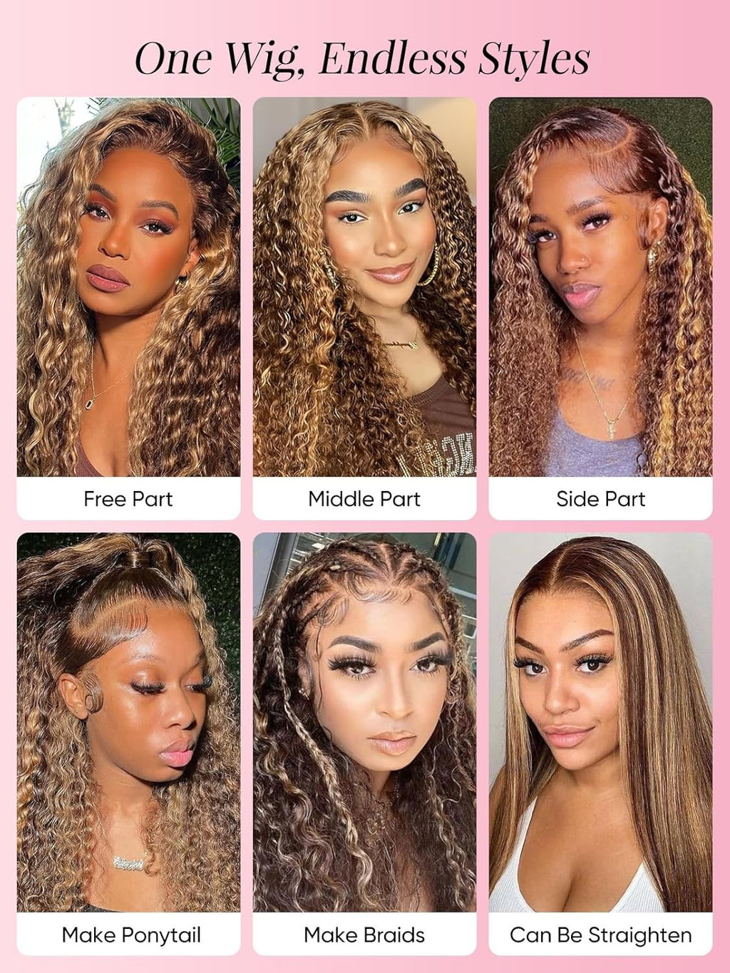 Brazilian Virgin Water Wave Lace Wigs 200% Density Ombre 1B/30 Seamless Hairpiece