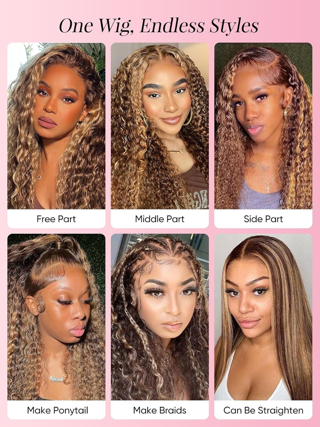 Brazilian Virgin Water Wave Lace Wigs 200% Density Ombre 1B/30 Seamless Hairpiece