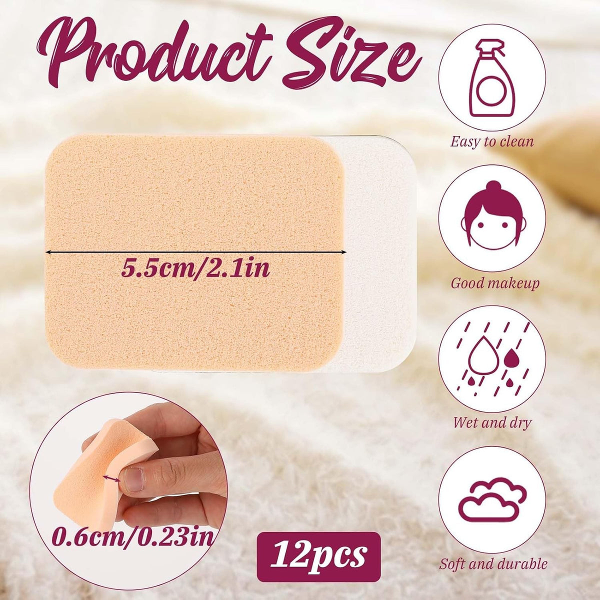 12 Pcs Makeup Sponges for Foundation - Reusable Latex Facial Puff Set