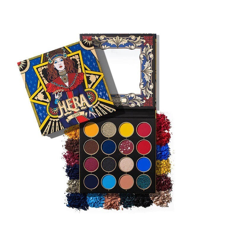 16 Shade Eyeshadow Palette with Mirror Waterproof Highly Pigmented
