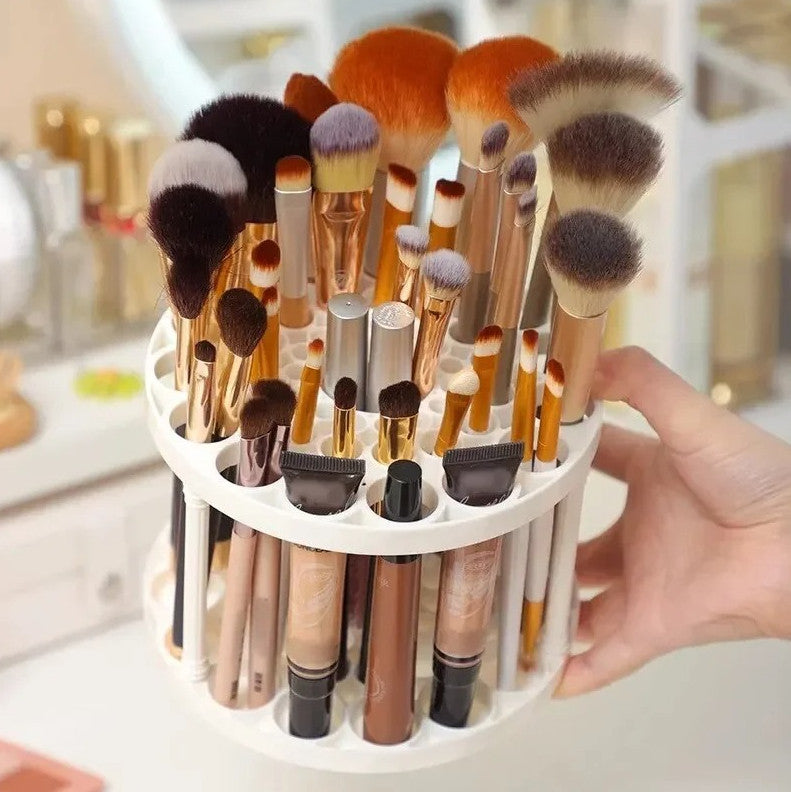 Rotating Makeup Brush Storage Rack Desktop Organizer Cosmetic Holder Box