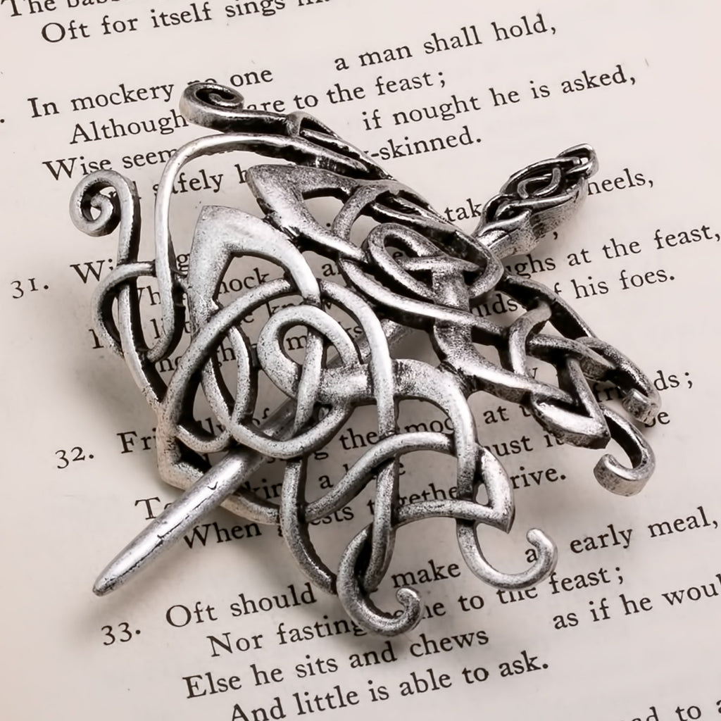 Norse Celtic Silver Hair Pin Viking Knot Jewelry - Shield-Maiden Accessory