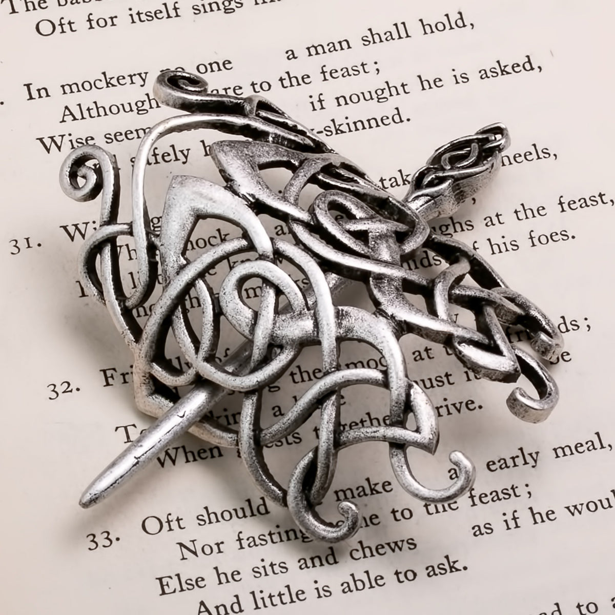 Norse Celtic Silver Hair Pin Viking Knot Jewelry - Shield-Maiden Accessory