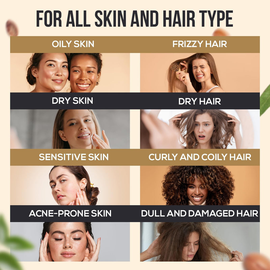 Organic Argan Oil for Hair & Skin - Deep Moisturizing 16 Fl Oz, Pack of 1