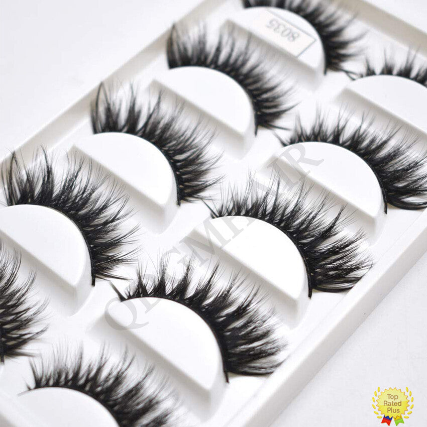 False Eyelashes 3D Mink Fluffy Long Thick Eye Lashes - Black, 5 Pairs