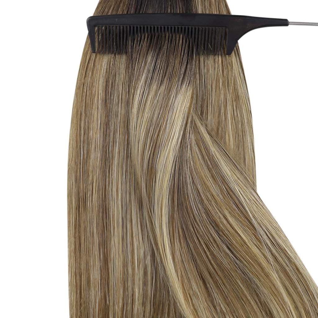 Nano Link Hair Extensions - 18 Inch Human Hair, Dark to Medium Brown, 50g