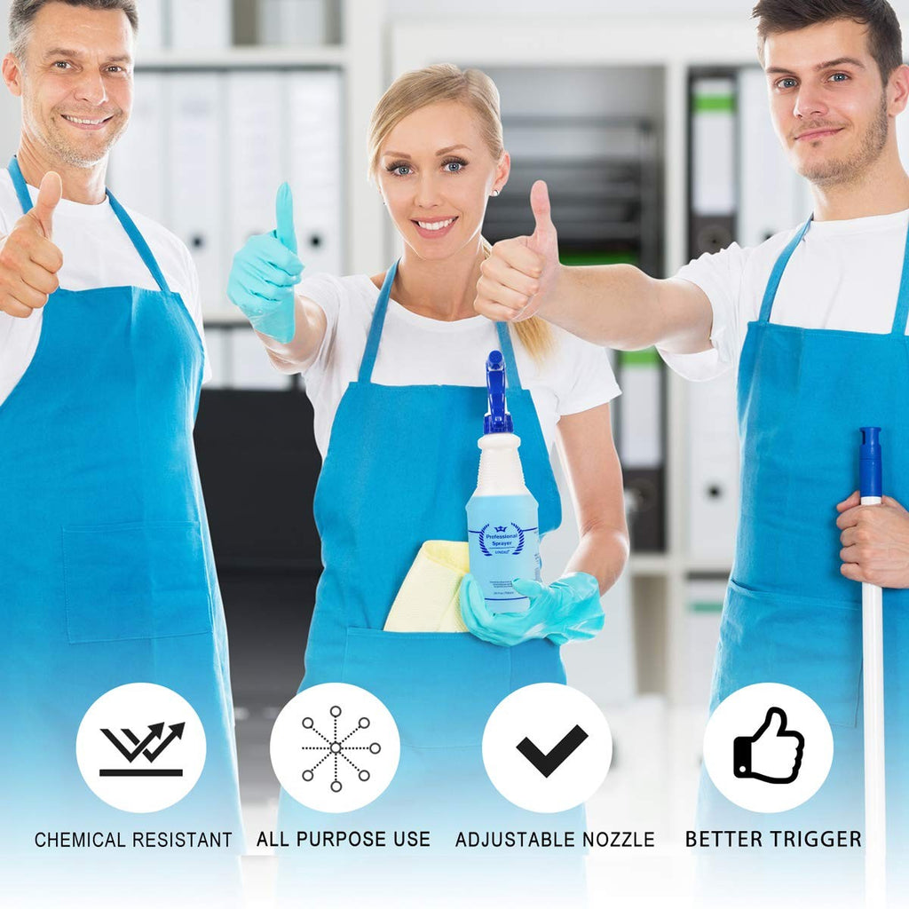 Heavy Duty 32 Oz Plastic Spray Bottles 3-Pack, Leak-Proof All-Purpose with Adjustable Nozzle