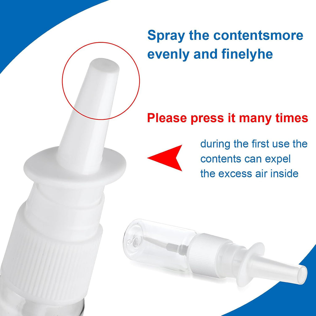 7 Pack 10ml Reusable Nasal Spray Bottles - Clear Small Empty Liquids Dispenser