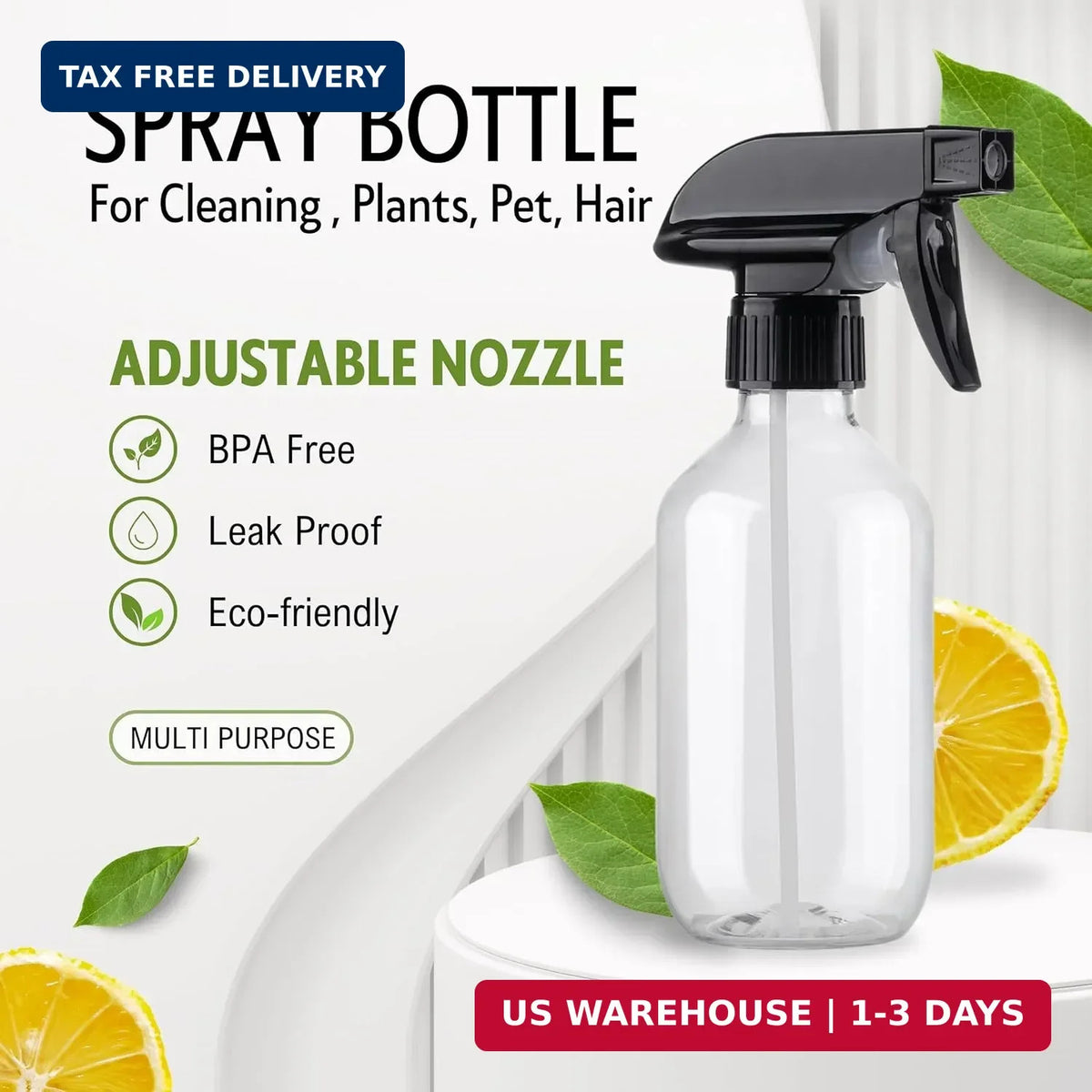 10oz Plastic Spray Bottles for Plants, Hair, Cleaning - No Clog Leak