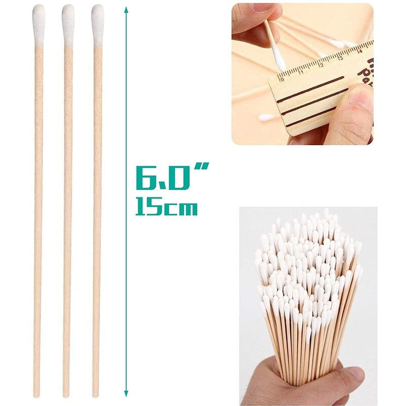 6-Inch Cotton Swabs Pack of 200 for Makeup & Electronics Cleaning