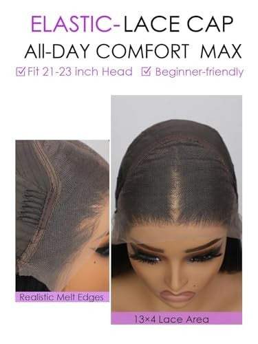 30-Inch Black Lace Front Wig with Pre-Plucked Hairline, Glueless Synthetic Hair