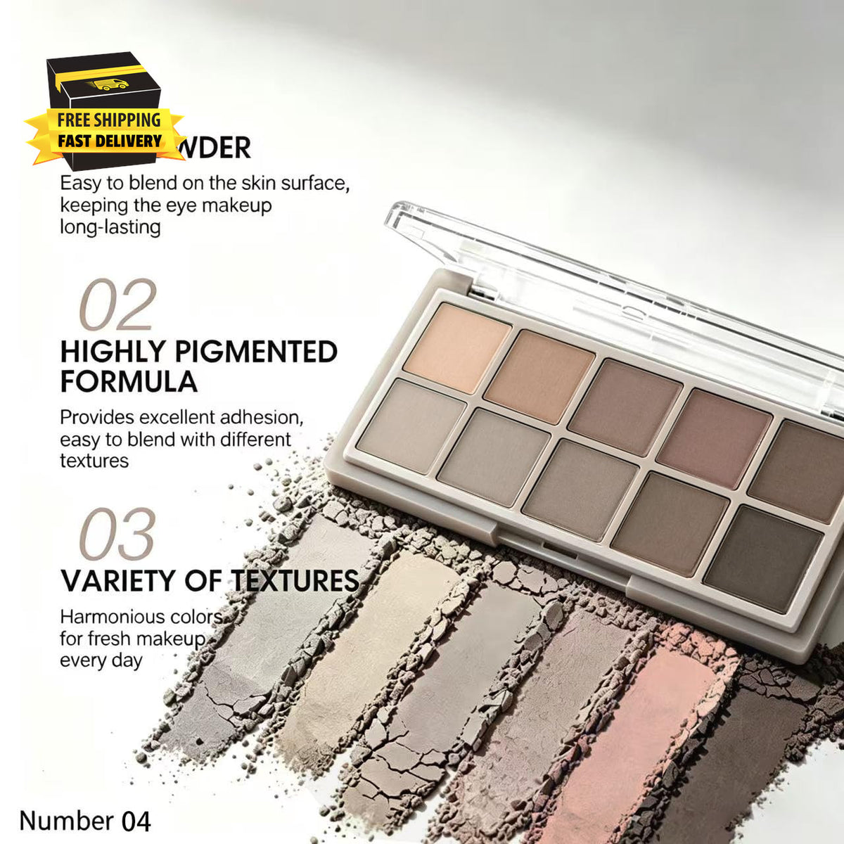 10 Color Matte Eyeshadow Palette for Women - Cool Neutral Tones