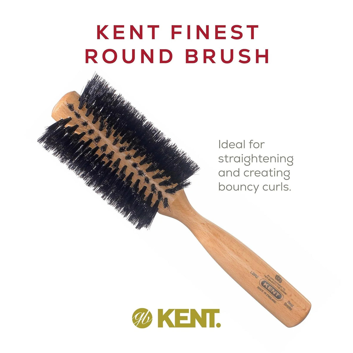 Ladies Black Boar Bristle Medium Round Hair Brush - Salon Quality