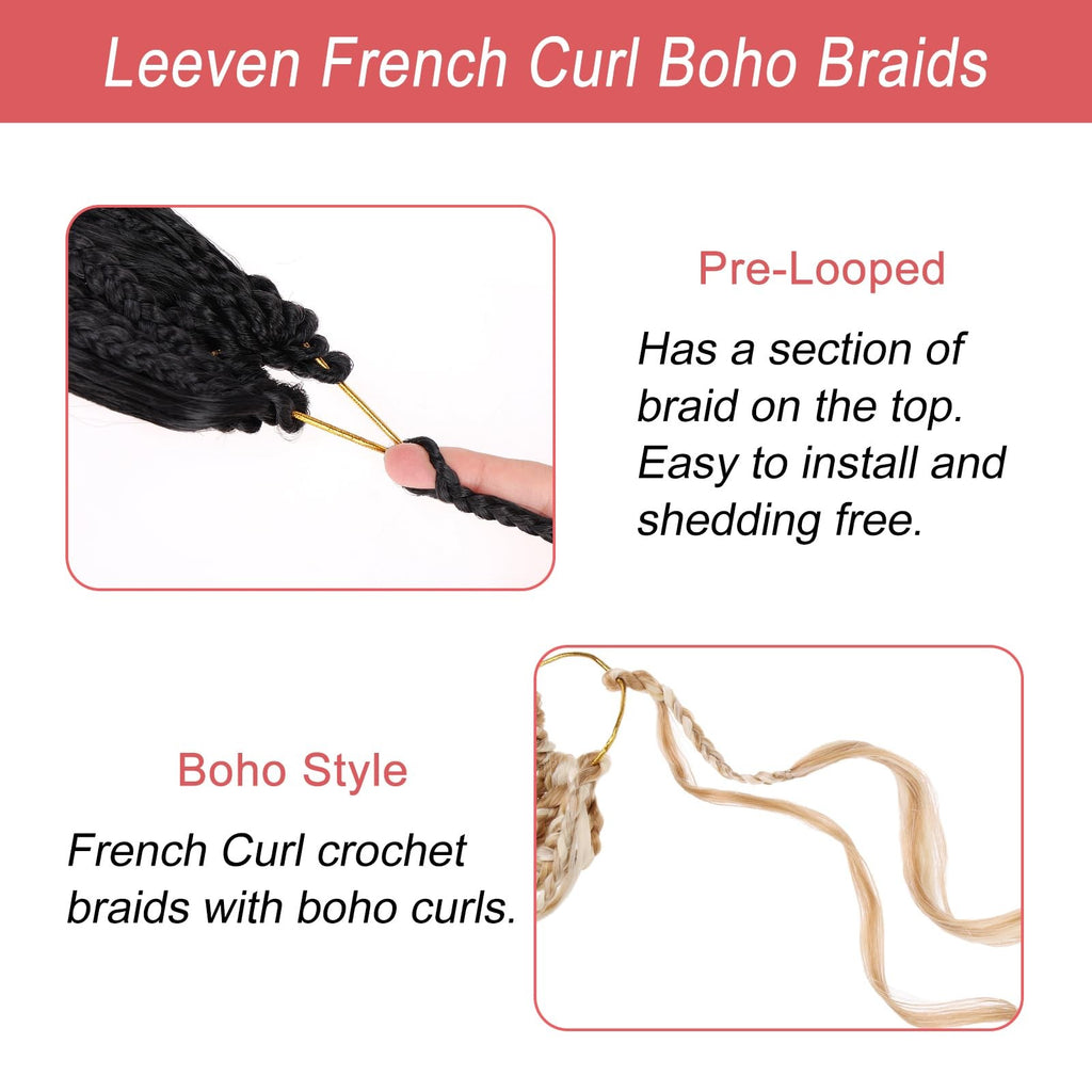 Boho French Curl Crochet Braids 12 Inch - 8 Pack Black Pre-Looped Curly Hair Extensions