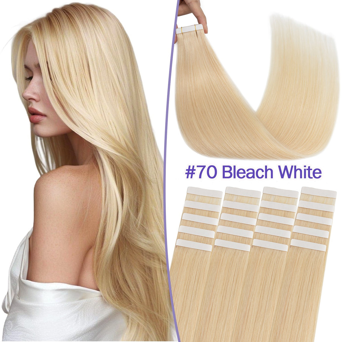 Tape-In 100% Remy Human Hair Extensions Full Head Balayage Ombre