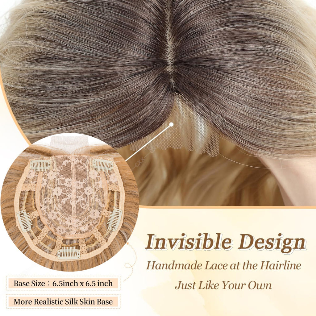 Women Clip-In Hairpiece Human Hair Toupee for Natural Look - 6.5x6.5in