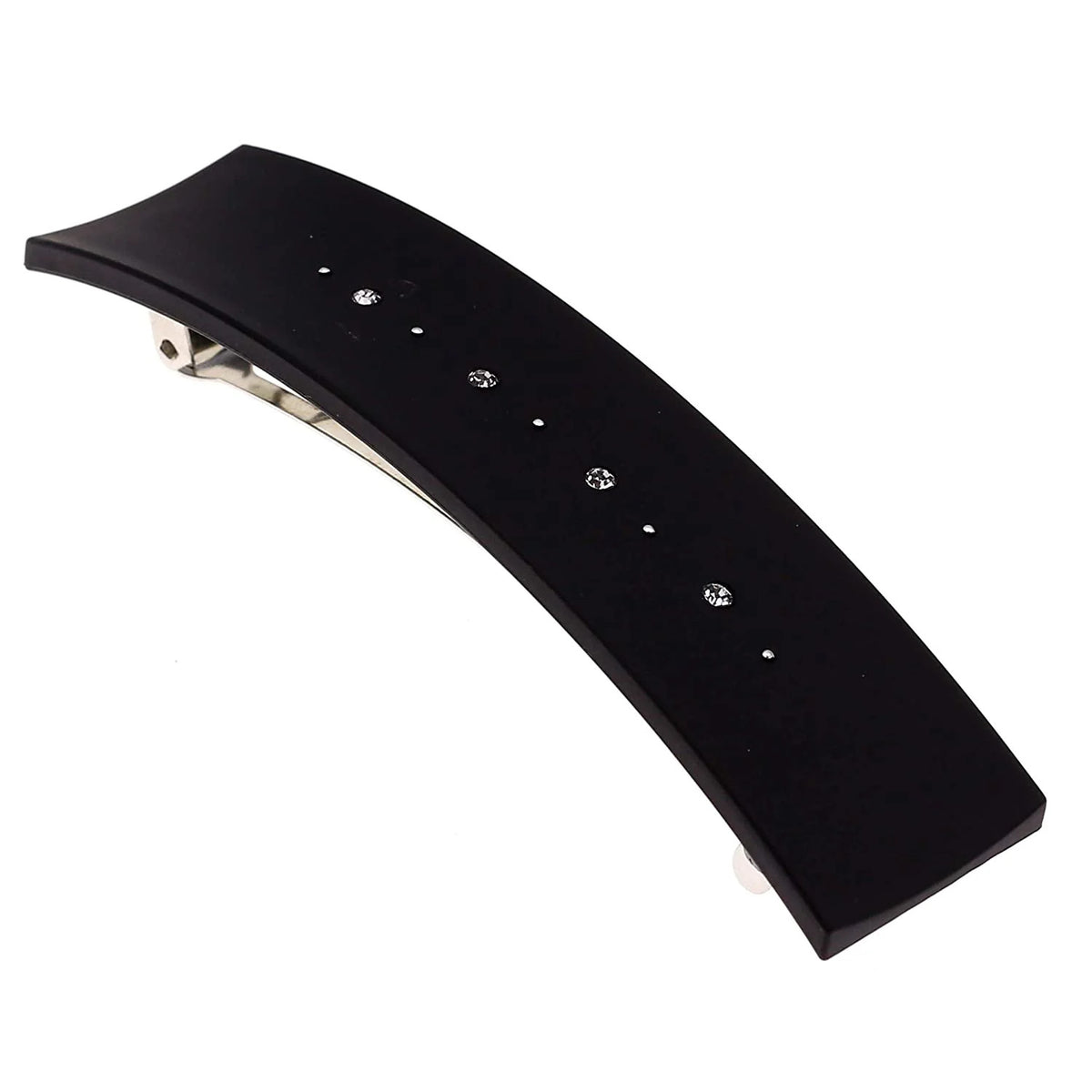Wide Arched Swarovski Crystal No-Slip Hair Barrette - Elegant Hair Accessory
