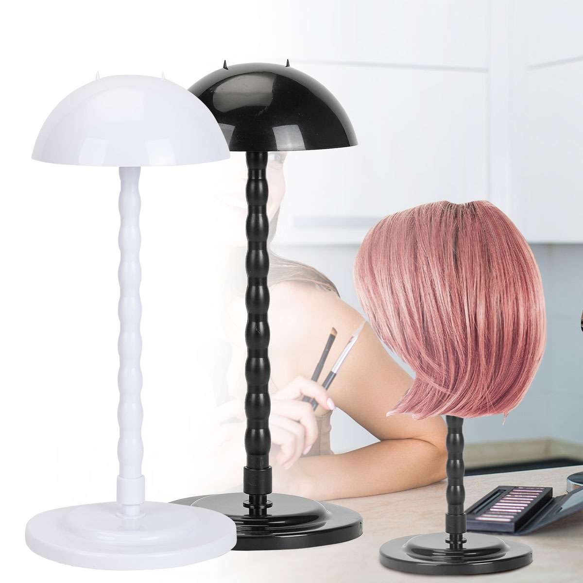 14 Inch Plastic Wig Stand Mannequin Head Holder for Display & Hat Storage