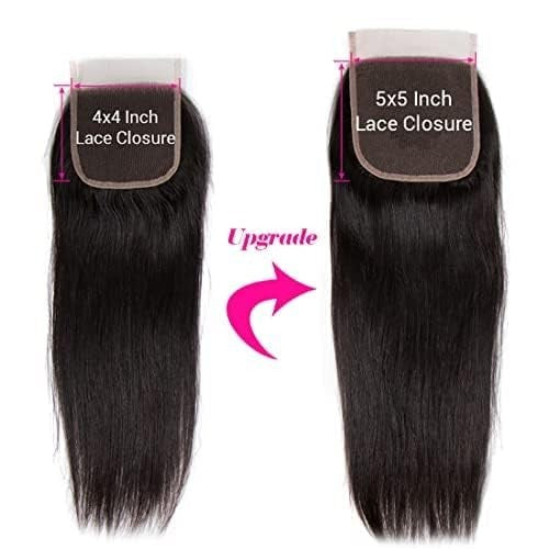 Brazilian Virgin Hair Lace Closure 5x5 HD Transparent Swiss Lace 16 Inch - Natural Straight Style