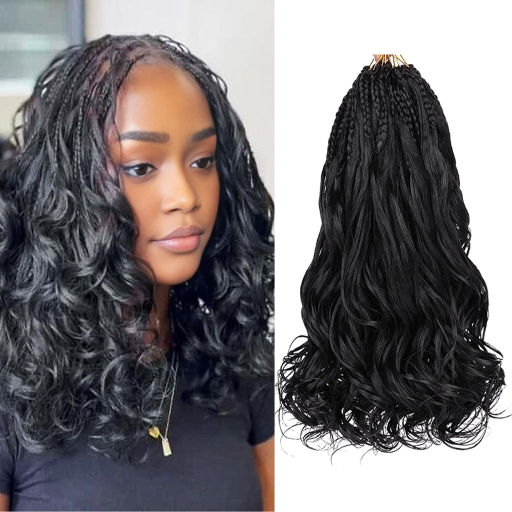 Boho French Curl Crochet Braids 12 Inch - 8 Pack Black Pre-Looped Curly Hair Extensions