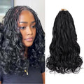 Boho French Curl Crochet Braids 12 Inch - 8 Pack Black Pre-Looped Curly Hair Extensions
