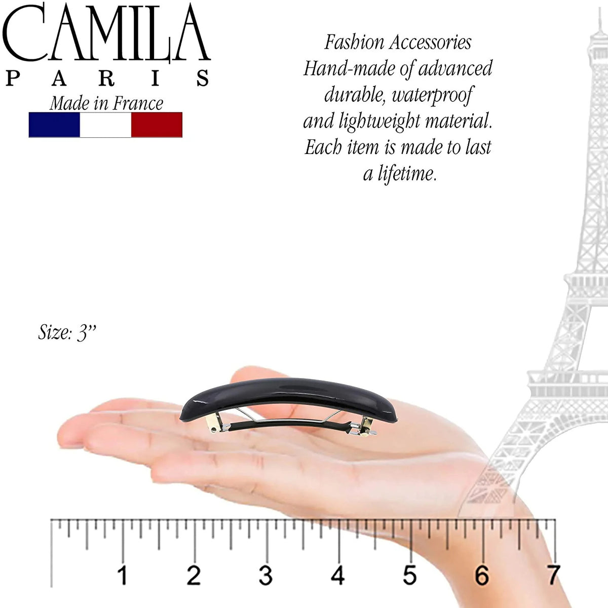 French Contoured No-Slip Hair Barrette Bevel - Elegant Hair Accessory