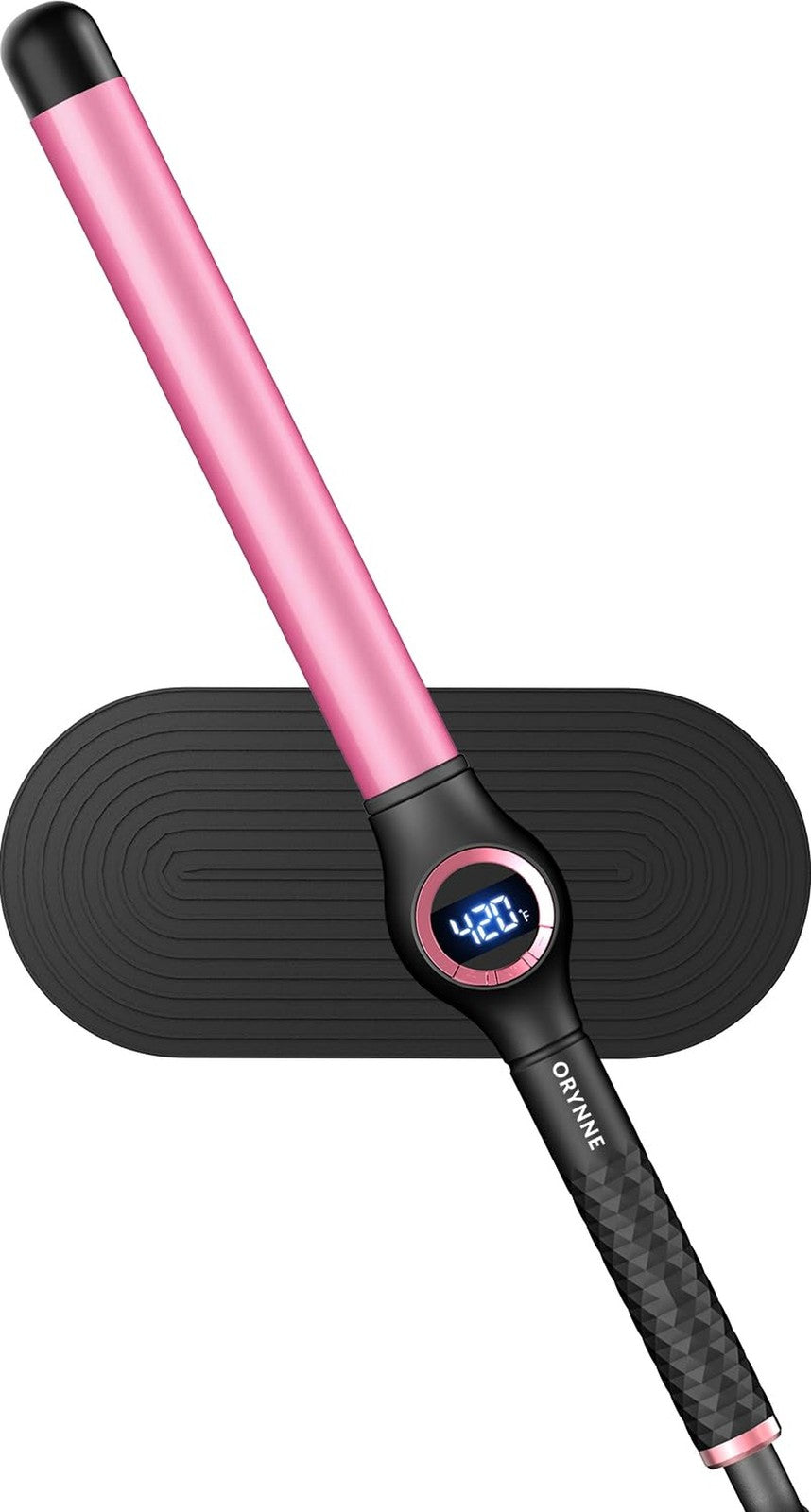 1 Inch Curling Wand for Long Hair, Extra Long Ceramic Barrel, Dual Voltage Pink & Black