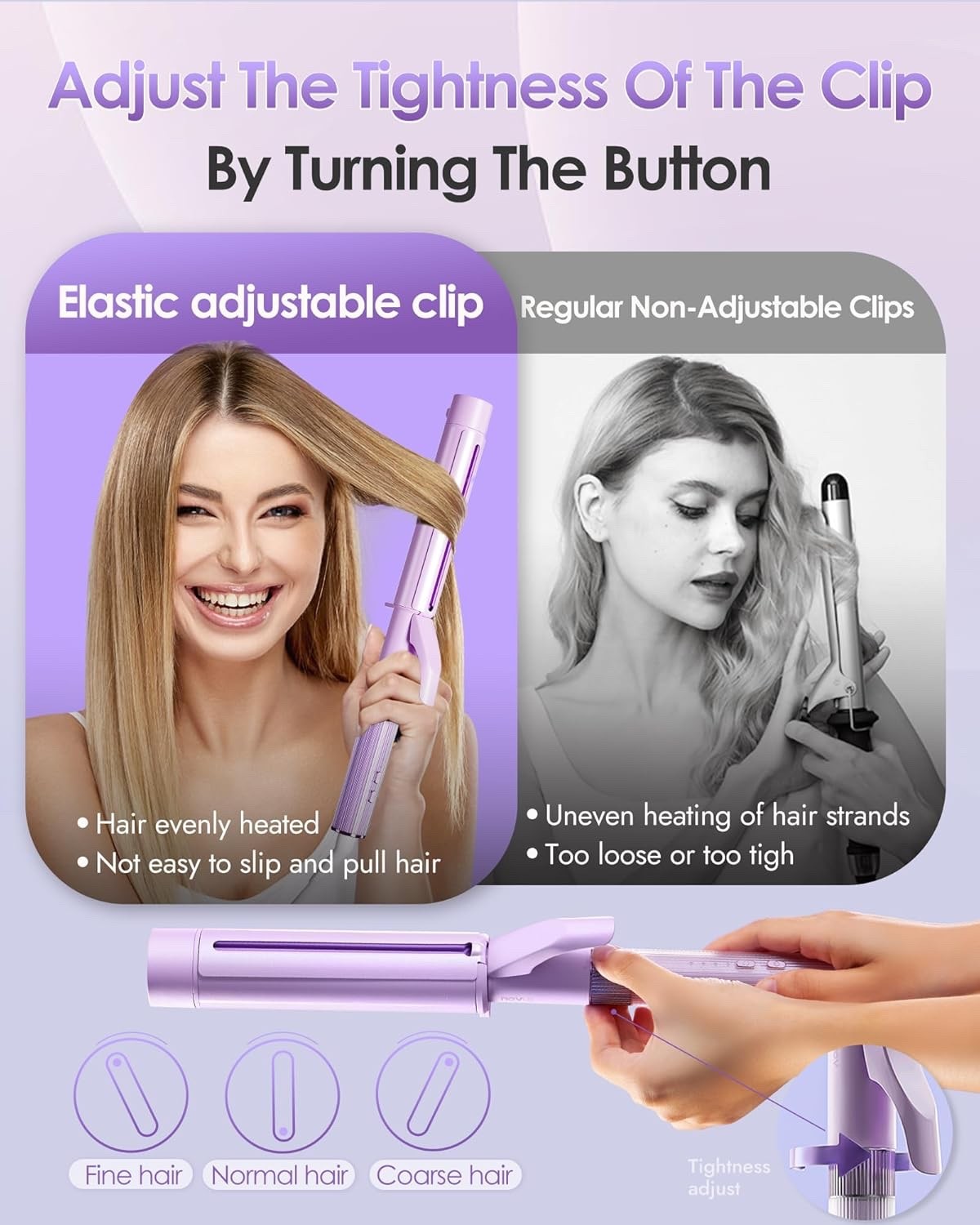 1.5 Inch Professional Curling Wand with Negative Ions for Natural Long-Lasting Curls