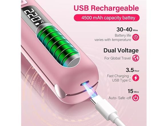 Cordless Hair Straightener with Fast Heating & Portable Design - Unbranded