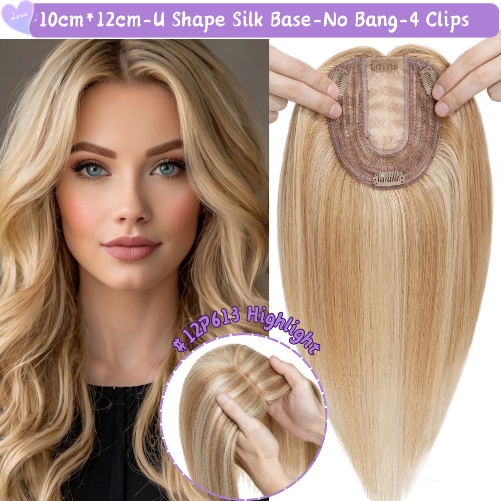 Clip-In Hair Topper for Women - Natural Remy Human Hair Wiglet with Lace/Silk Base