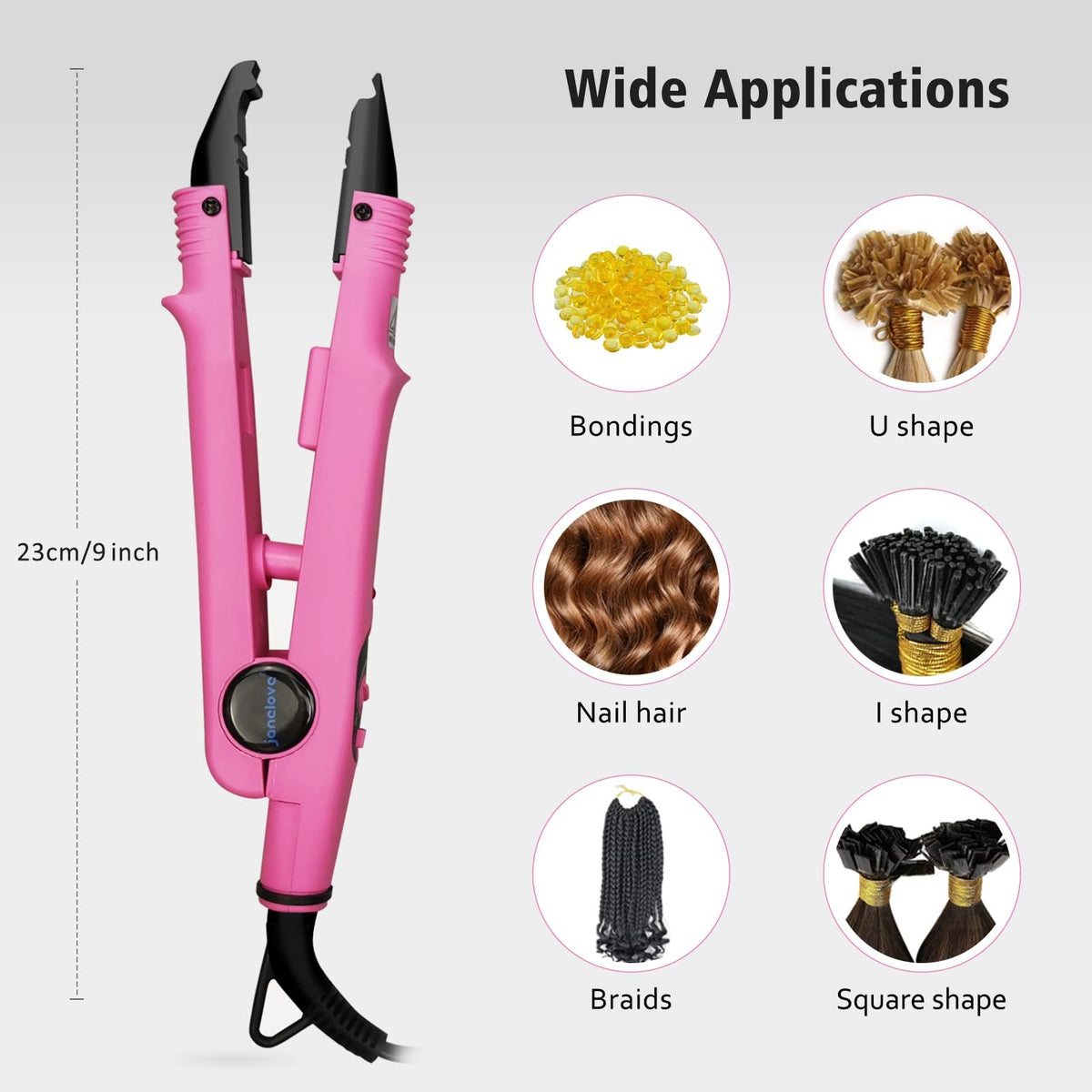 Pink Fusion Keratin Hair Extensions Iron - 10.8 Inch Styling Tool