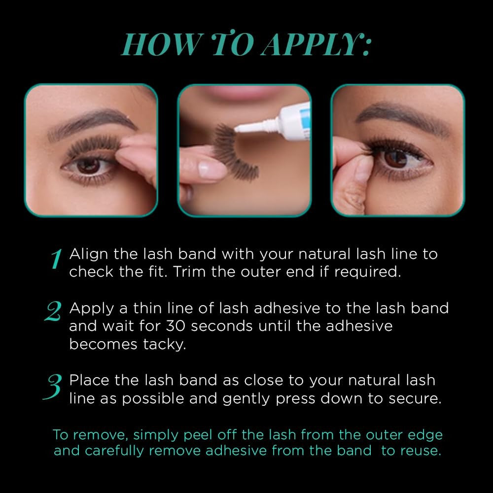 False Eyelashes Natural 105 Black 6 Pairs - Flared, Light Volume, Invisiband