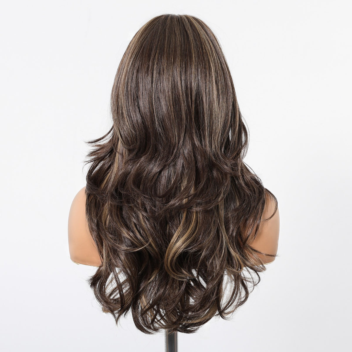 Women Cosplay Wig with Bangs, Long Wavy Synthetic Hair, Heat-Resistant Brown