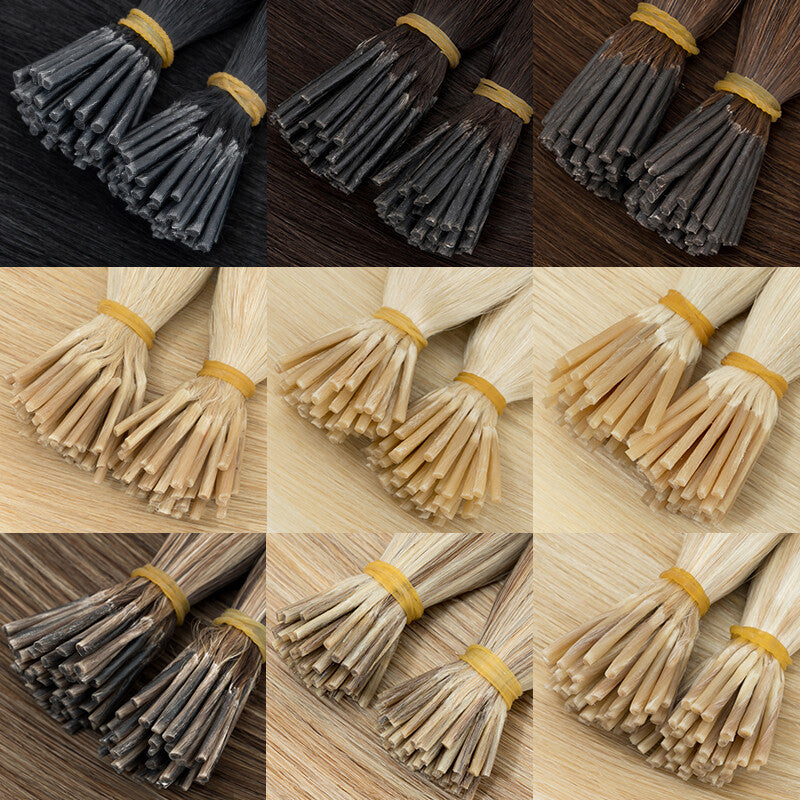 Remy Human Hair Extensions I-Tip Stick Tips Balayage & Solid Colors