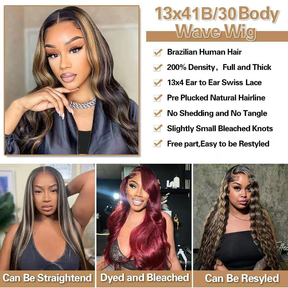 14-18 Inch Body Wave Ombre Lace Front Wigs Human Hair Natural Look
