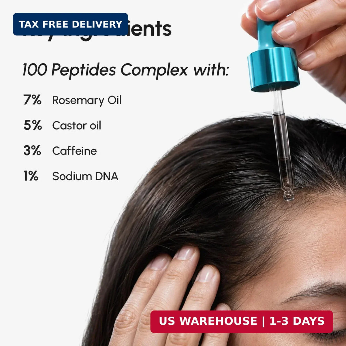 Hair Growth Serum with Caffeine Peptides Castor Rosemary Oil for Women & Men