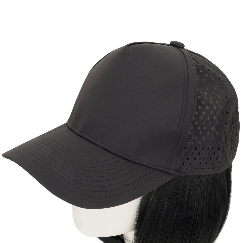 Quick Dry Baseball Cap with Attached Synthetic Hair for Women - Casual Summer Style