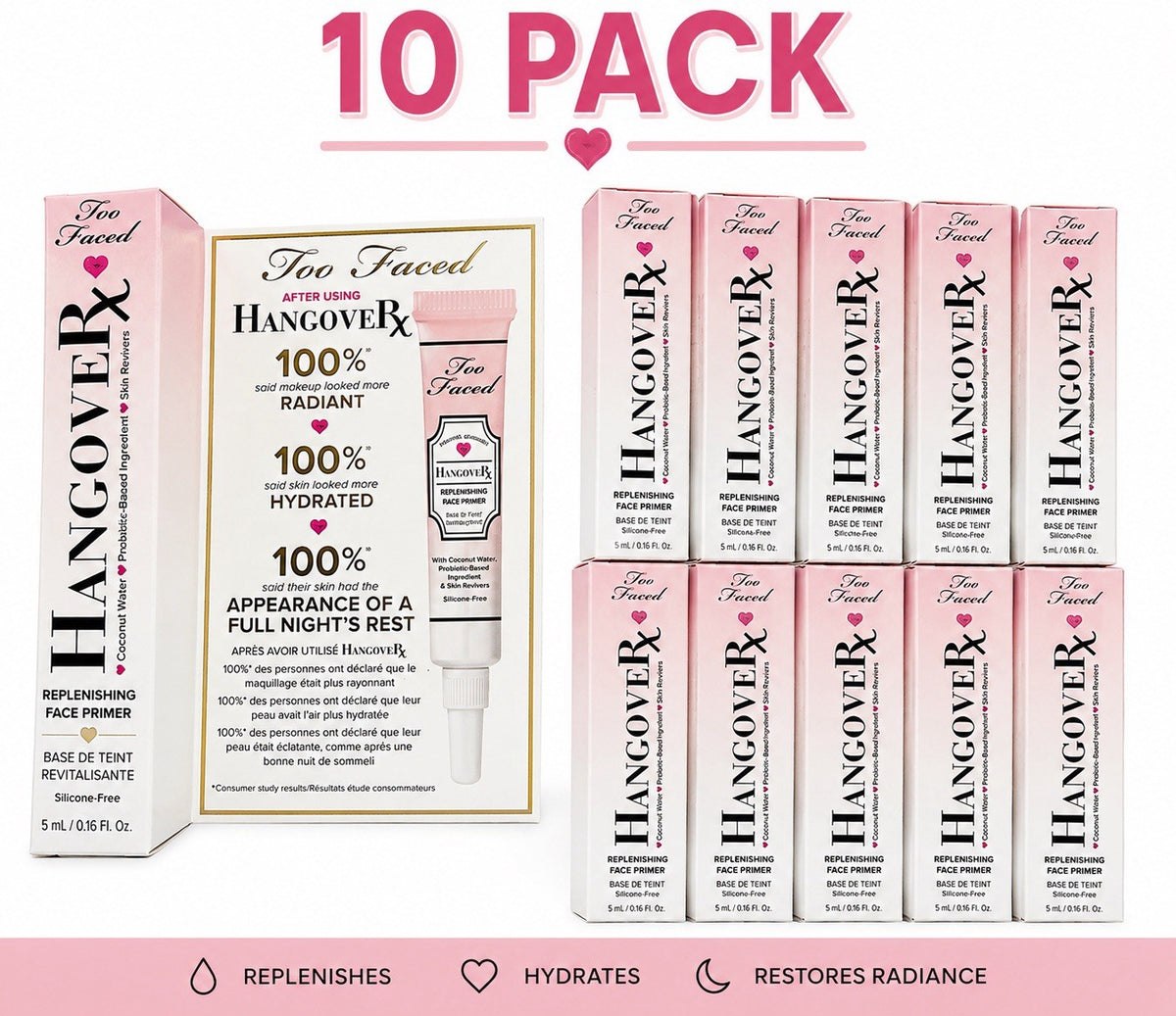 10 Pack Replenishing Face Primer for Makeup Base - Hypoallergenic & Hydrating