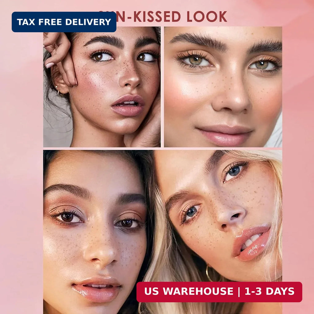 2-in-1 Fake Freckles Pen Stamp & Black Liquid Eyeliner Kit for Natural Makeup