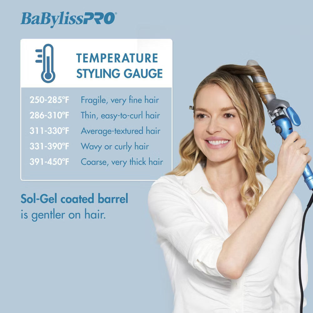 BaBylissPRO Nano Titanium 1.25-Inch Spring Curling Iron for Beachy Waves