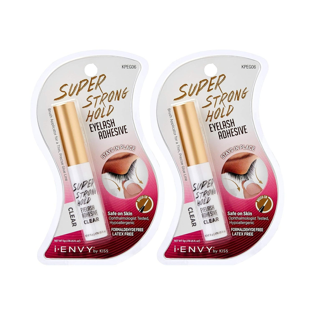 Invisible Bond Eyelash Glue - Waterproof, 48HR Hold, Latex-Free, 2 Bottles