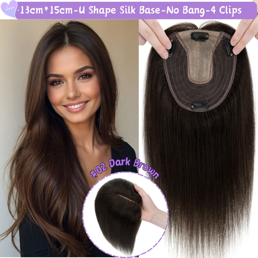 Clip-In Hair Topper for Women - Natural Remy Human Hair Wiglet with Lace/Silk Base